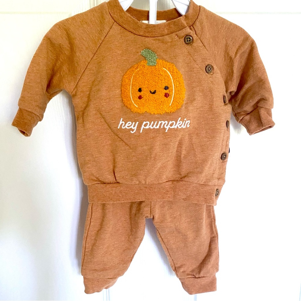 Rabbit Bear Organic Cotton 0-3 month “Hey Pumpkin” fall baby outfit
